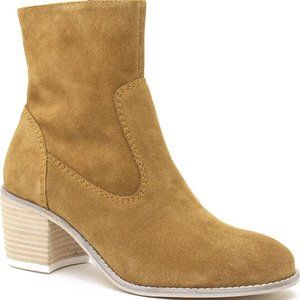 NEW CREVO Women Jade Sand Suede Block Heel Above Ankle Full Zip Up Boot